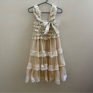 Ever Fairy Lace Rustic cottage tiered dress baby toddler girl Size 12 months